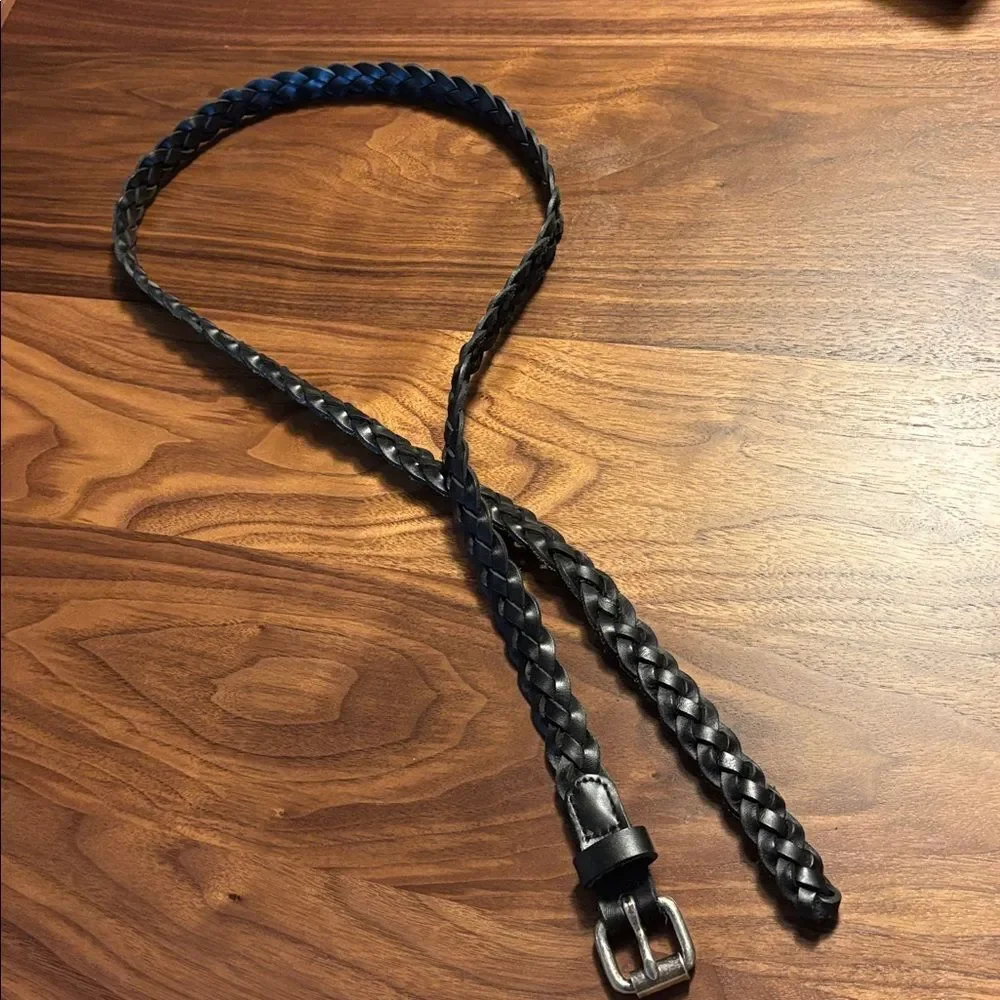 Braided Black Leather Belt